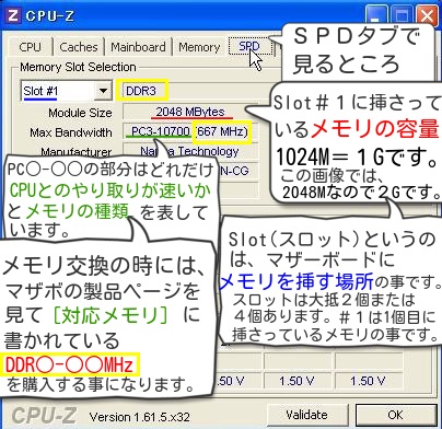 CPU-ZのSPDタブ